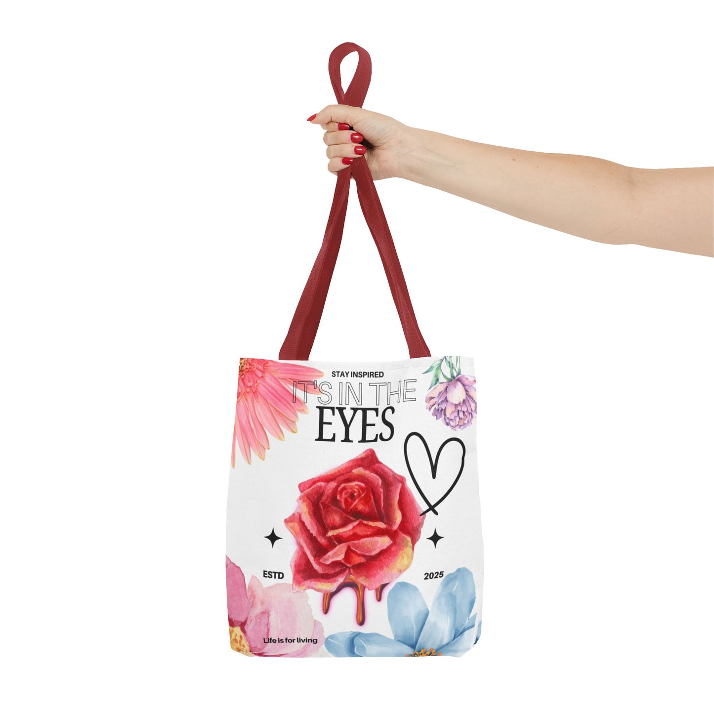 Floral Inspirational Tote Bag, Stay Inspired Gift, Eco-Friendly Shopping Bag, Motivational Bag, Perfect for Everyday Use