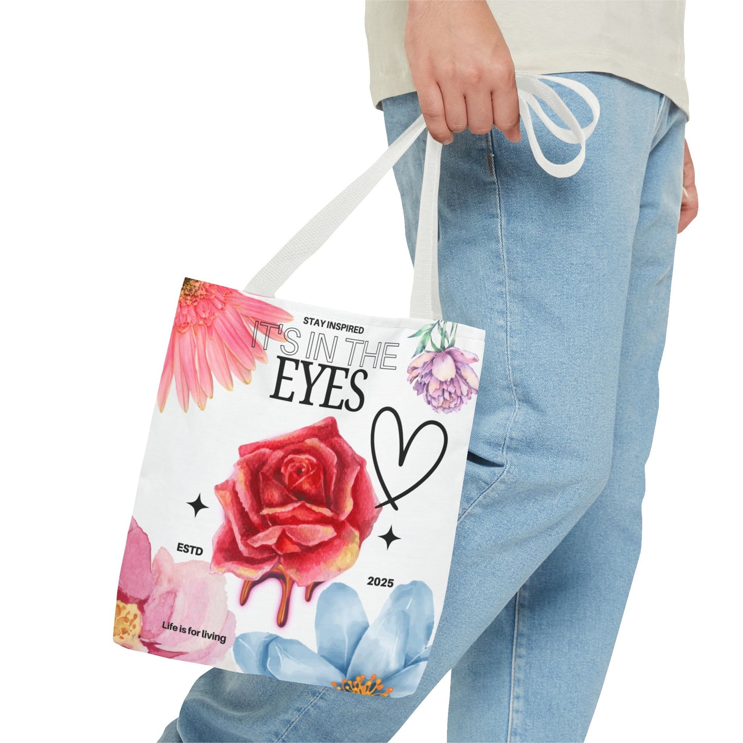 Floral Inspirational Tote Bag, Stay Inspired Gift, Eco-Friendly Shopping Bag, Motivational Bag, Perfect for Everyday Use
