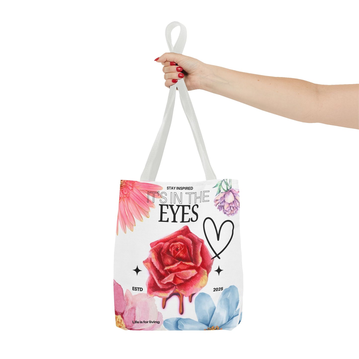 Floral Inspirational Tote Bag, Stay Inspired Gift, Eco-Friendly Shopping Bag, Motivational Bag, Perfect for Everyday Use