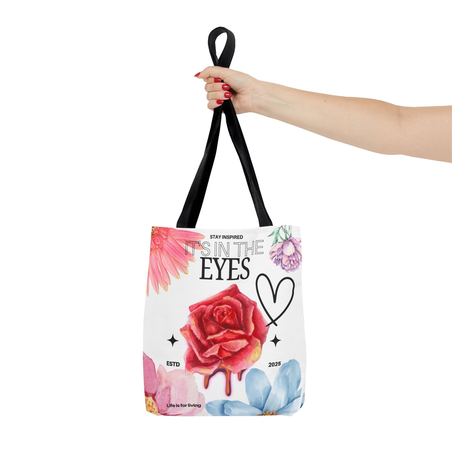 Floral Inspirational Tote Bag, Stay Inspired Gift, Eco-Friendly Shopping Bag, Motivational Bag, Perfect for Everyday Use