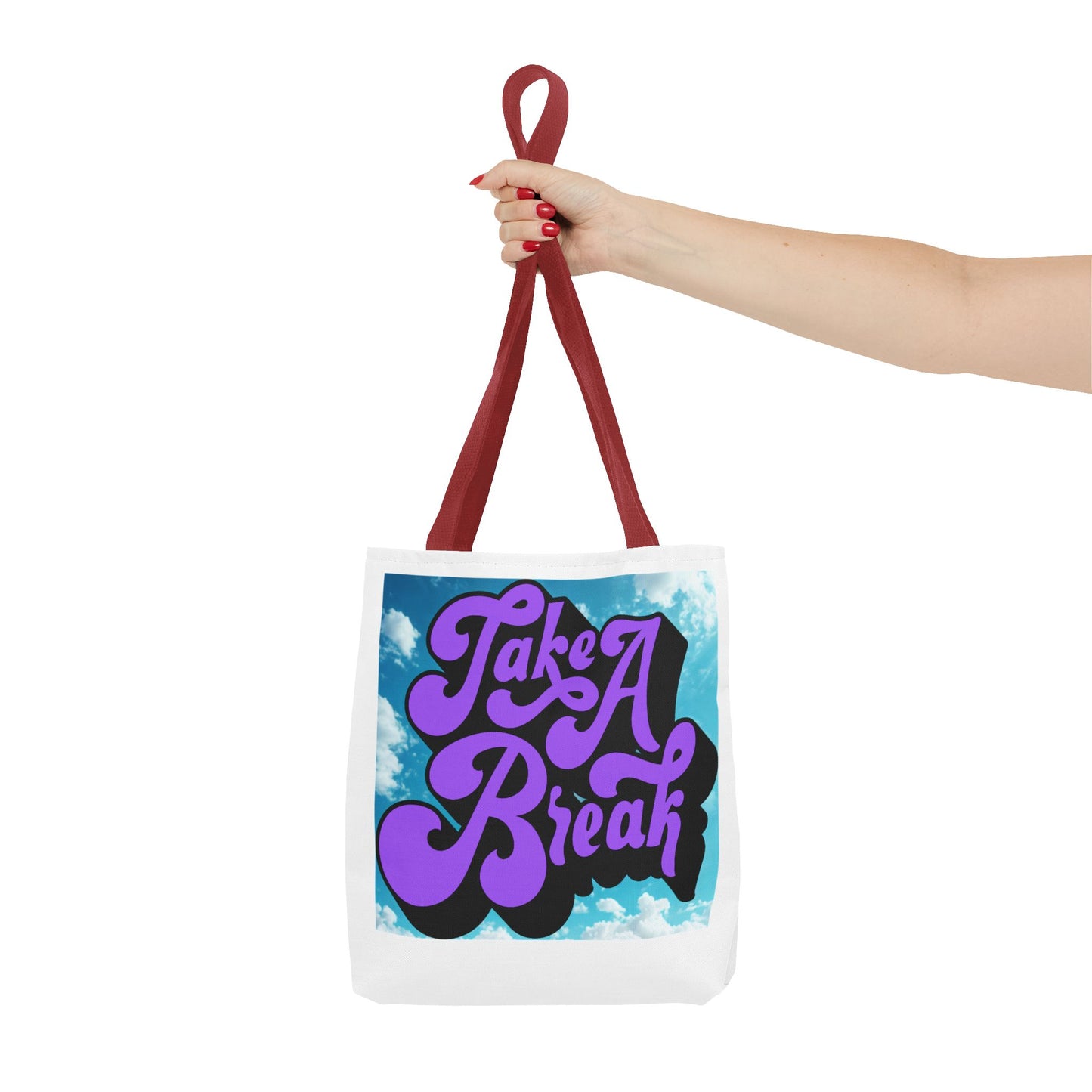 Motivational Tote Bag - Take A Break, Inspirational Bag, Eco-Friendly Shopper, Gift for Her, Cute Beach Bag, Stylish Carry-All