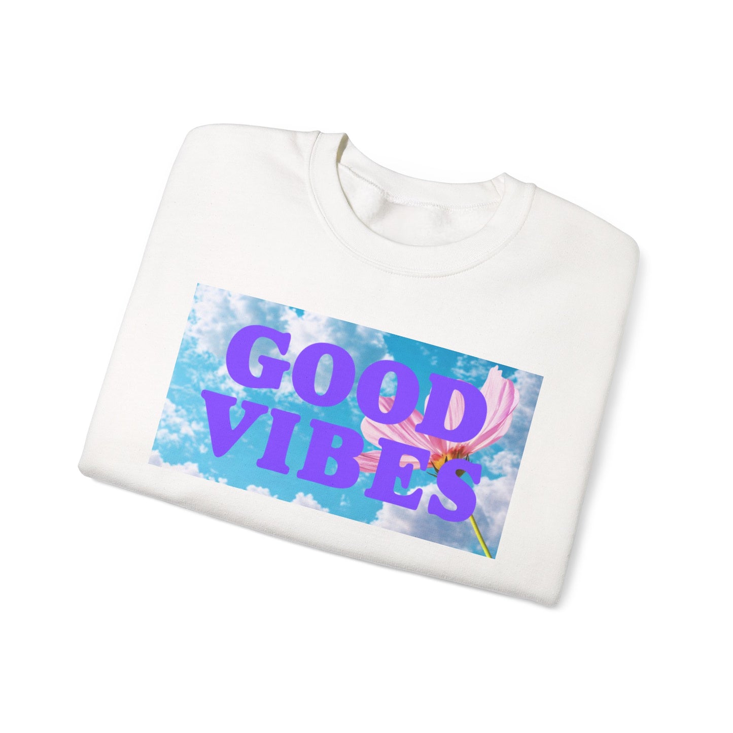 Good Vibes Unisex Heavy Blend Crewneck Sweatshirt | Cozy Casual Wear, Perfect Gift for Friends, Relaxation, Everyday Style