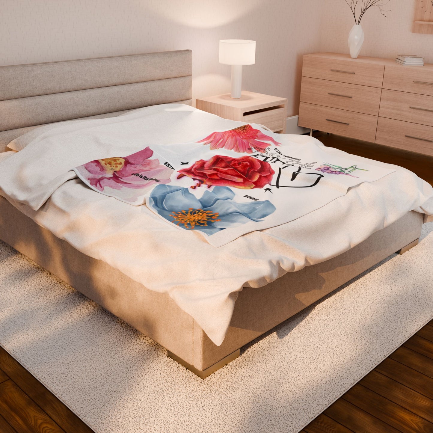 Plush Blanket with Life Quotes - Home Decor