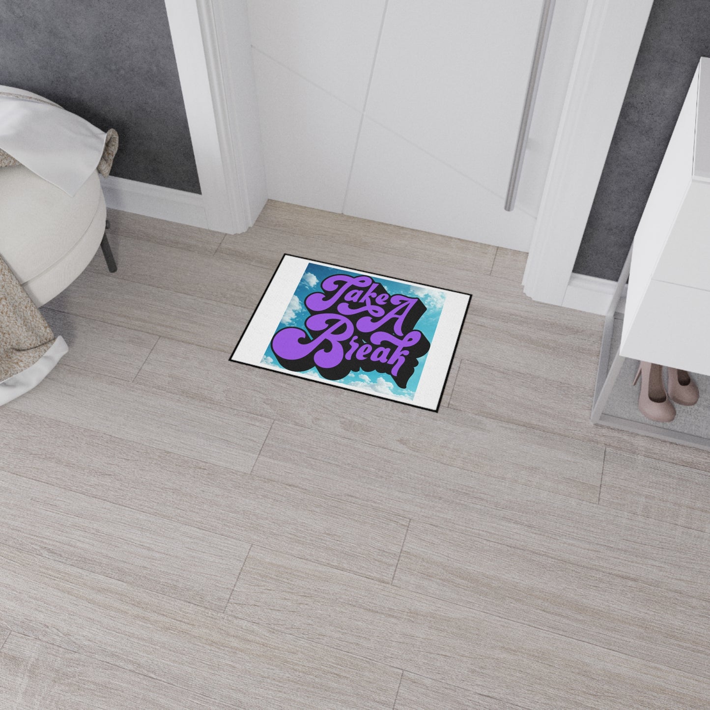 Take A Break Heavy Duty Floor Mat - Motivational Home Decor, Durable Entryway Rug, Non-slip Indoor Mat, Perfect for Yoga or Office