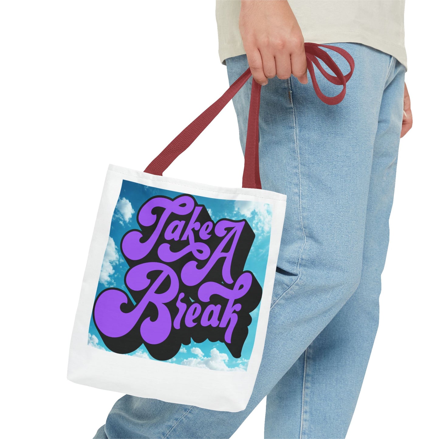 Motivational Tote Bag - Take A Break, Inspirational Bag, Eco-Friendly Shopper, Gift for Her, Cute Beach Bag, Stylish Carry-All