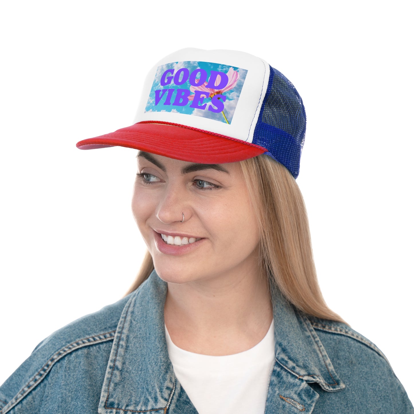 Good Vibes Trucker Cap | Retro Mesh Hat for Summer Fun, Festival Wear, Outdoor Adventure, Creative Gift Idea