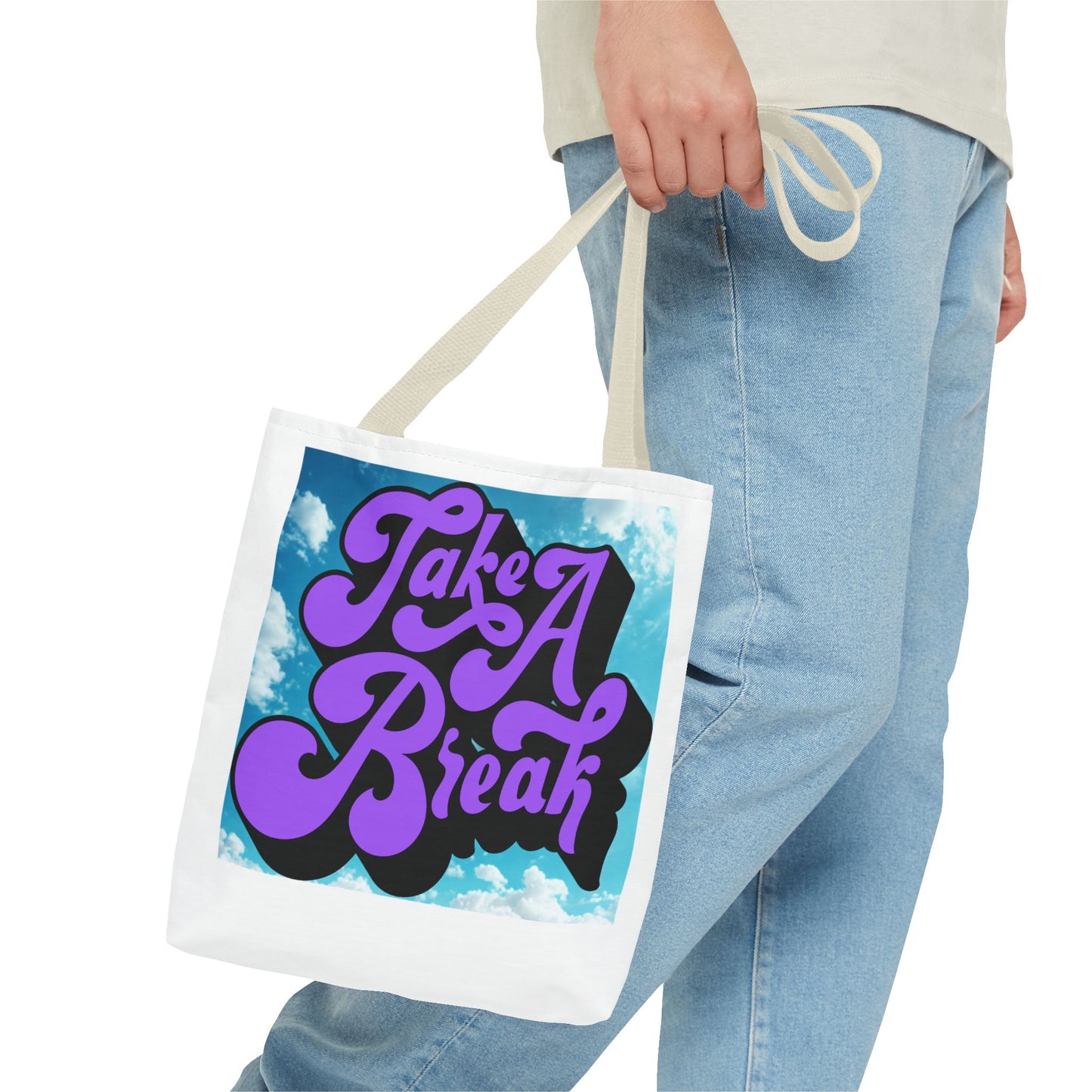 Motivational Tote Bag - Take A Break, Inspirational Bag, Eco-Friendly Shopper, Gift for Her, Cute Beach Bag, Stylish Carry-All