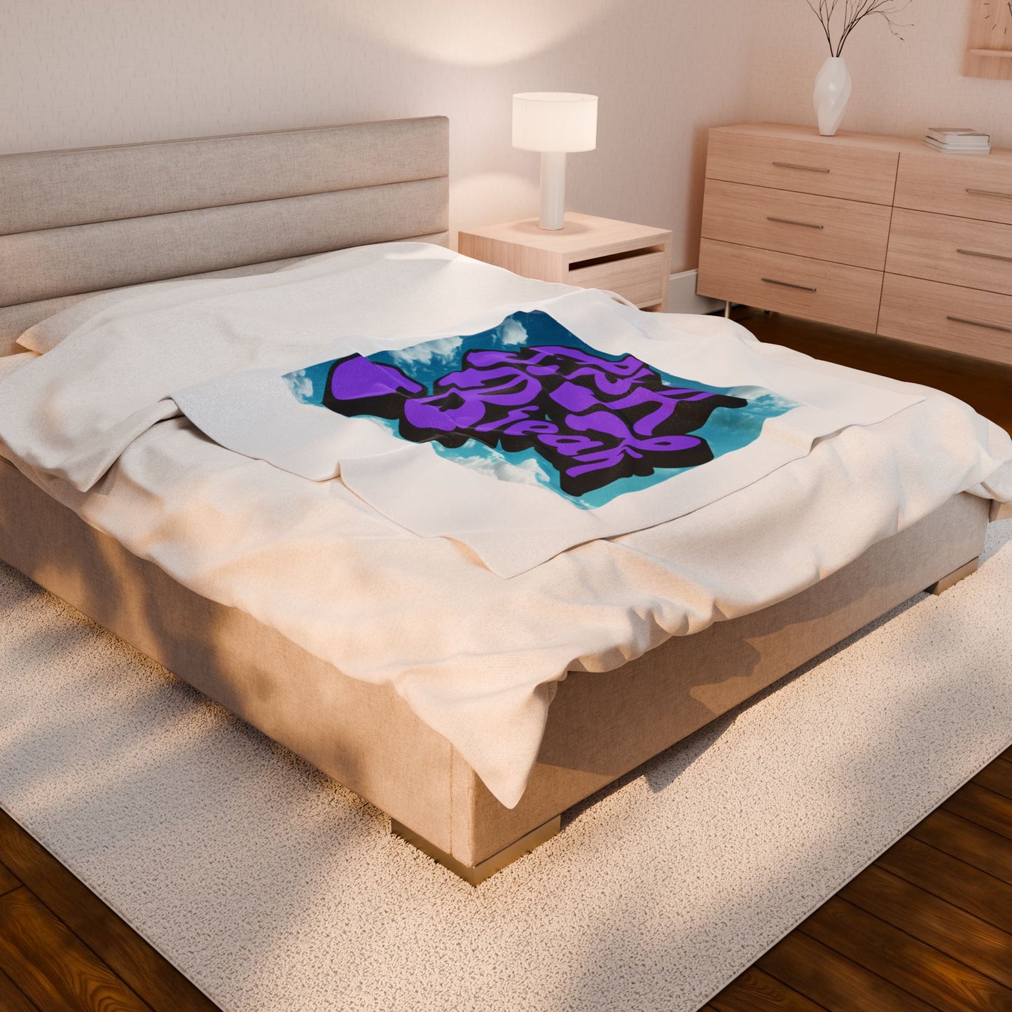 Cozy Velveteen Plush Blanket - Take A Break Ceiling Cloud Design, Soft Gift for Relaxation, Home Decor, Self-Care and Comfort