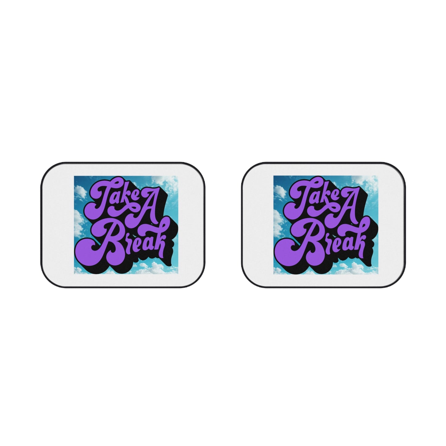 Playful Car Mats with 'Take A Break' Design - Fun Auto Accessory, Rear Floor Mats, Unique Gift for Road Trips, Home Decor, Car Accessories