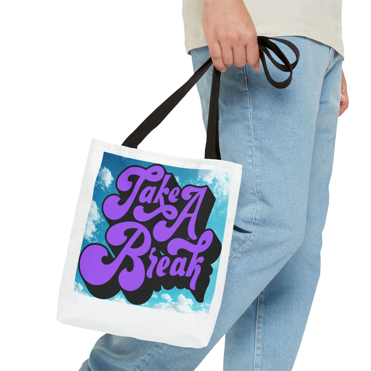 Motivational Tote Bag - Take A Break, Inspirational Bag, Eco-Friendly Shopper, Gift for Her, Cute Beach Bag, Stylish Carry-All