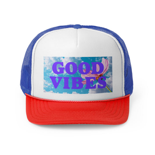 Good Vibes Trucker Cap | Retro Mesh Hat for Summer Fun, Festival Wear, Outdoor Adventure, Creative Gift Idea