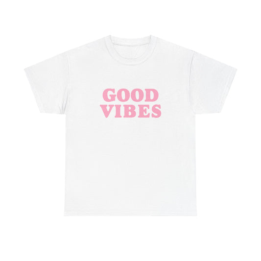 Good Vibes Unisex Heavy Cotton Tee | Relaxed T-Shirt, Casual Wear, Festival Outfit, Gift for Friends, Summer Essentials