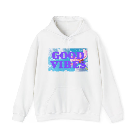Good Vibes Unisex Heavy Blend Hoodie, Comfortable Sweatshirt Gift, Warm Apparel for Friends, Cozy Year-Round, Relaxing Style, Unisex Fashion