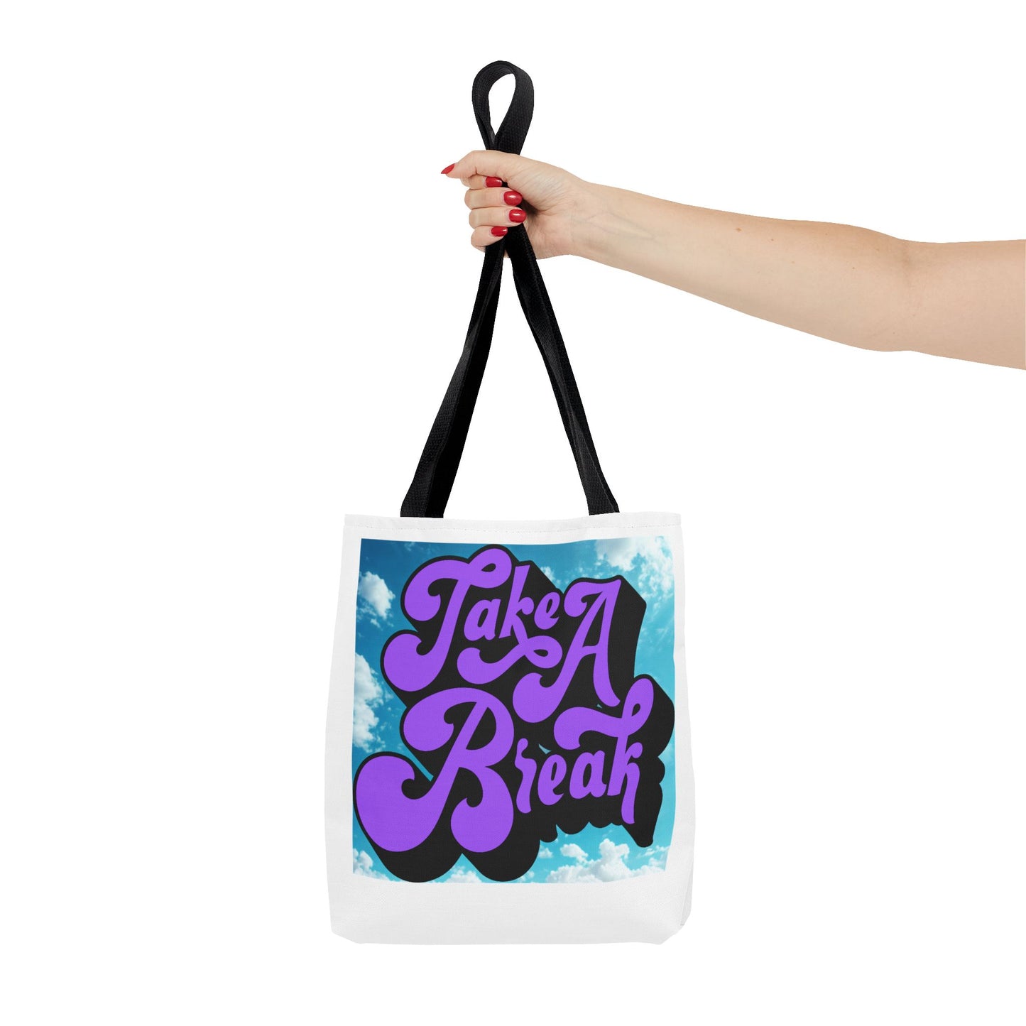 Motivational Tote Bag - Take A Break, Inspirational Bag, Eco-Friendly Shopper, Gift for Her, Cute Beach Bag, Stylish Carry-All