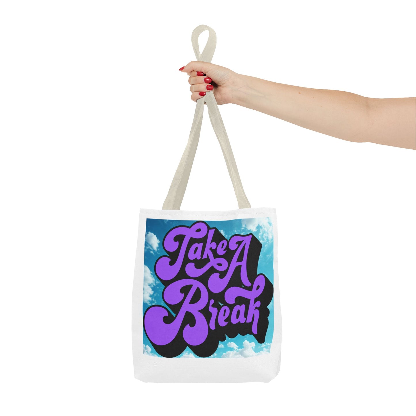 Motivational Tote Bag - Take A Break, Inspirational Bag, Eco-Friendly Shopper, Gift for Her, Cute Beach Bag, Stylish Carry-All
