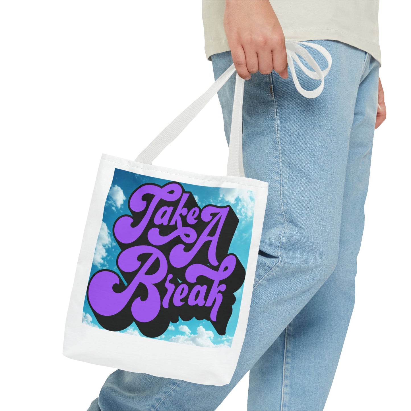 Motivational Tote Bag - Take A Break, Inspirational Bag, Eco-Friendly Shopper, Gift for Her, Cute Beach Bag, Stylish Carry-All